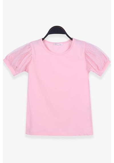 Breeze Kız Çocuk Tişört Kolları Tüllü 8-12 Yaş, Somon