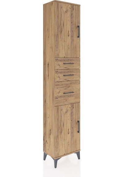 Arges Dolap 3 Raflı 3 Çekmeceli 2 Kapaklı 44x30x221 Çam-çam Çam