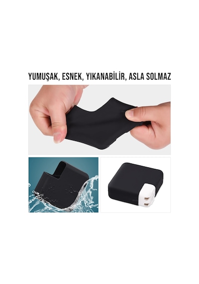 Magsafe Şarj Aleti Silikon Kılıfı Mac Pro Magsafe 1-2 85w Usb-c 87w-96w-140w Uyumlu Siyah