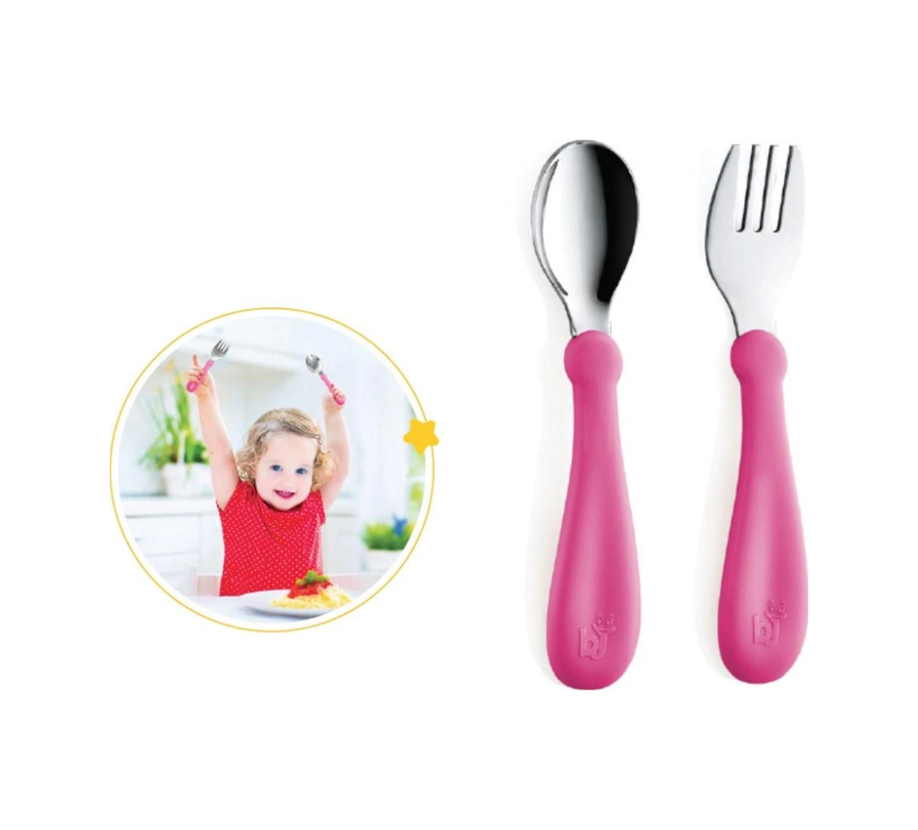 Paslanmaz Çelik Çatal Kaşık Seti 522 Pembe
