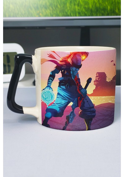 Dead Cells Baskılı Seramik Lüks Kupa 1 Adet Özel Siyah Kulp Dalga Kulp V1d Çok Renkli