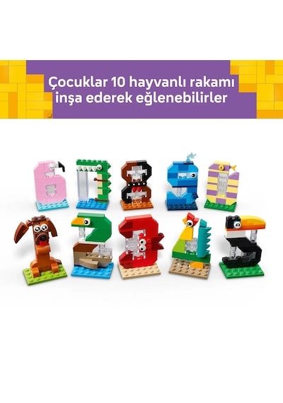 LEGO® Doğum Günü Rakamları 40807 – 6 Yaş ve Üzeri Çocuklar için Hayvanlı Masa ve Süs İçeren Eğitici Oyuncak Yapım Seti (281 Parça)