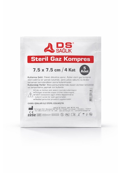 Steril Spanç Gazspanç Kompres 7.5x7.5 Cm 4 Kat 50 Adet