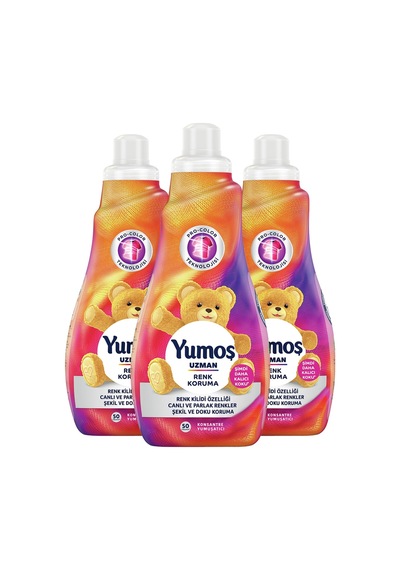 Yumoş Uzman Konsantre Çamaşır Yumuşatıcısı Renk Koruma 3 x 1200 ML