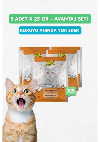 5li Set - Kedi Kumu Koku Giderici Bebek Pudrası Kokulu 25gr X 5