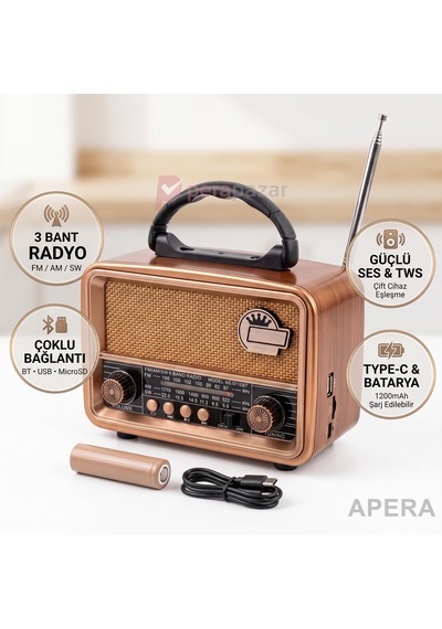 Nns-8110bt Retro Nostaljik Radyo Bluetooth Usb & Micro Kart Destekli 1200mah Şarjlı Taşınabilir Kamp Ve Ev Tipi Müzik Çalar