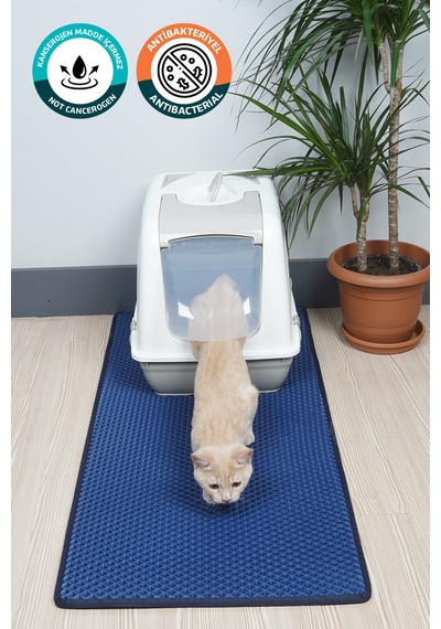 50x110 Cm Hücreli Kedi Kumu Paspası Kedi Matı Kedi Tuvalet Önü Paspası Lacivert