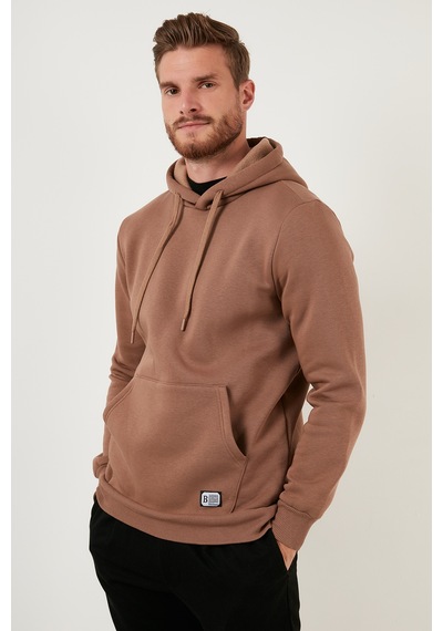 Buratti Regular Fit Kapüşonlu Kanguru Cepli Içi Tüylü Yumuşak Şardonlu Erkek Sweat 5905281 Sütlü Kahve