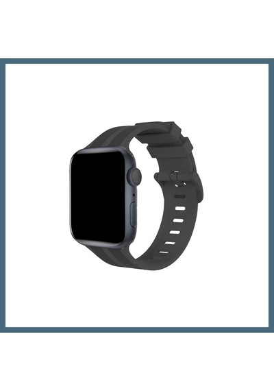 Bezos Watch 38mm Uyumlu Kr408 Çizgili Silikon Kordon - Koyu Gri Agc