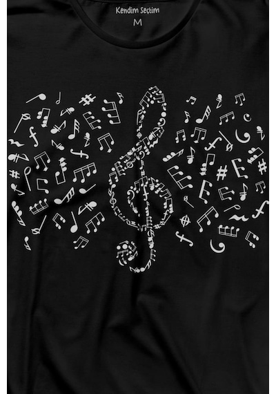 Sol Anahtarı Notalar Müzik Notası Enstrüman Konservatuar Uzun Kollu Tişört Baskılı T-shirt 001