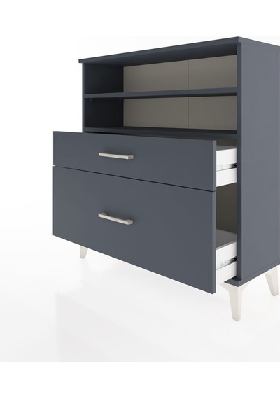 Arges Şifonyer 2 Raflı 2 Çekmeceli 88x30x96 Antrasit-antrasit Antrasit
