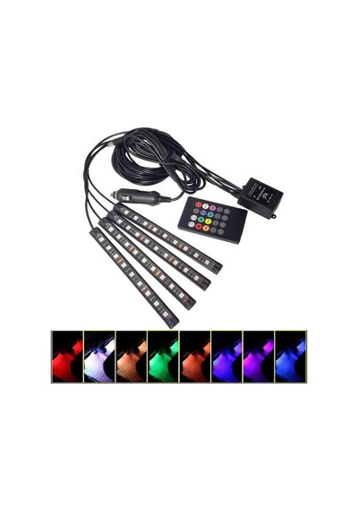 Ayak Altı Led Rgb Müziğe Duyarlı Kumandanlı 12 Led 22cm Çok Renkli