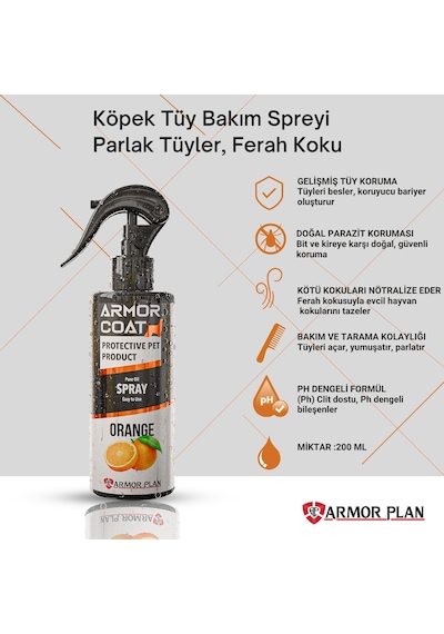 Armor Coat Köpek Bakım Spreyi Portakal Kokulu 200 ML