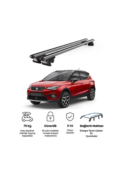 Venüs Seat Arona 2017 Ve Sonrası Uyumlu Gri Ara Atkı Port Bagaj Tavan Barı