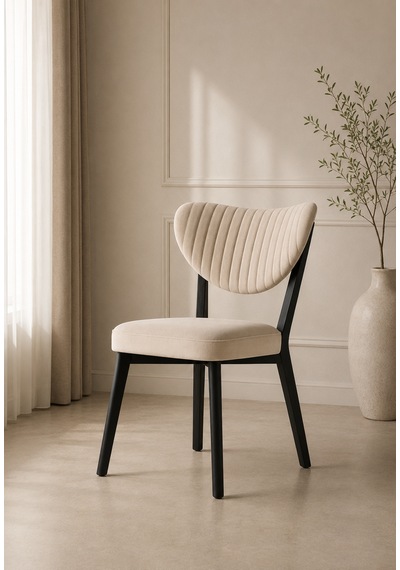 Teknor 4 Adet Elma Sandalye Modern Kadife Kapitone Sırtlı Mutfak Yemek Odası Balkon Kafe Sandalyesi 85 Cm Krem