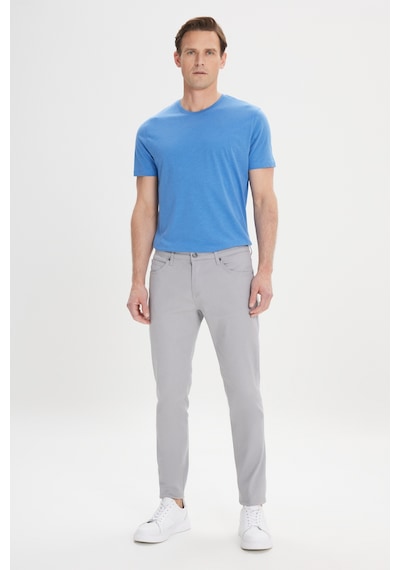 AC&Co / Altınyıldız Classics 360 Derece Her Yöne Esneyen Slim Fit Dar Kesim Diyagonal Desenli Erkek Pantolon Gri