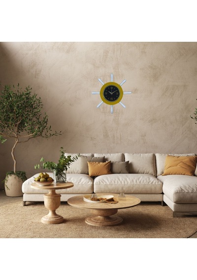 Sarı Modern Kavelalı Dümen Duvar Saati Pl-d3744y