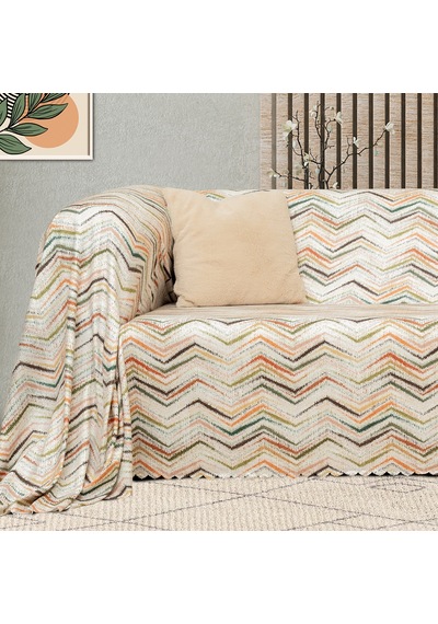 SoftMicro Etnik ve Zikzak Desenli 180 x 220 CM Boho Koltuk Örtüsü