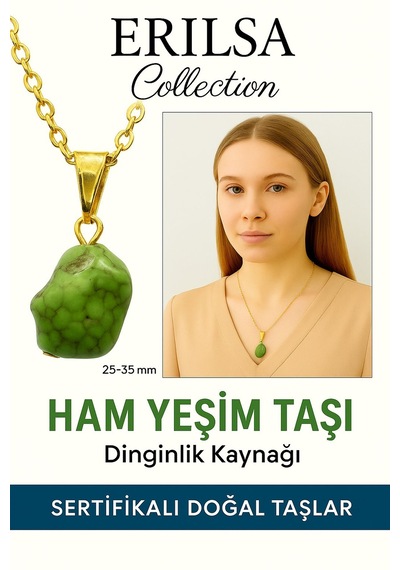 Erilsa Sertifikalı Ham İşlenmemiş Yeşim Taşı Kolye Şans, Huzur Ve Ruhs Çok Renkli