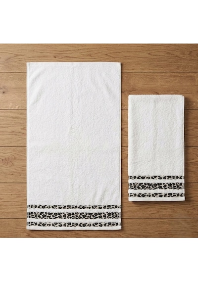 Savana Ekstra Emici %100 Pamuklu 2'li Lüks Aile Banyo Ve El-yüz Havlusu Seti 70x140 + 50x90 Cm Beyaz
