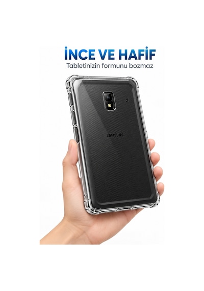 Samsung Galaxy Tab Active3 8 İnç Sm-t577 Şeffaf Antişok Tablet Kılıfı Darbe Emici Köşe Korumalı Esnek Kılıf Arka Kapak