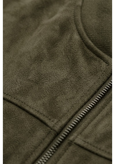 Rizzup Erkek Slim Fit Likralı Haki Süet Ceket Kırışmayan Ütü Gerektirmeyen Mevsimlik Mont 2504334