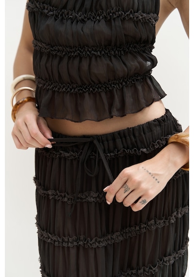 Mai Collection Mai Studios Co. Sofi Transparan Kahve Crop Etek Takım Kahve
