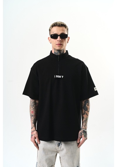 Respire Erkek I Don't Nakışlı Oversize T-shirt Siyah