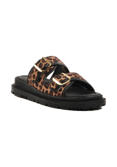 Leopar Desenli Tekstil Kadın Terlik 238051 Z Siyah