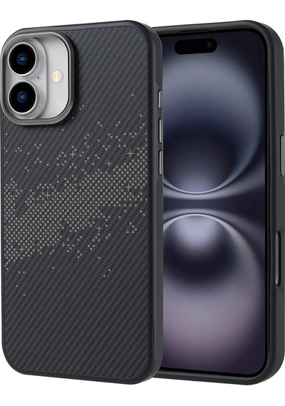 Apple Uyumlu iPhone 16 Plus Kılıf M-safe Şarj Özellikli Karbon Fiber Tasarımlı Zore Vave Kapak Çok Renkli