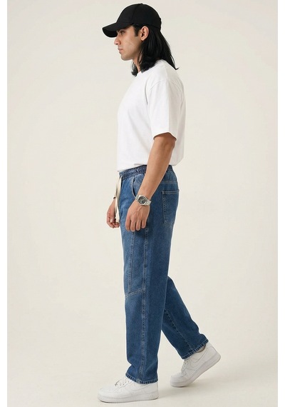 Erkek Rahat Kesim Baggy Jean Pantolon 30074 - Lacivert
