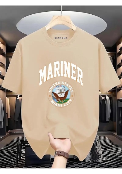 Marıner Unıted States Mıamı Cıty Baskılı Oversize Tişört Bej