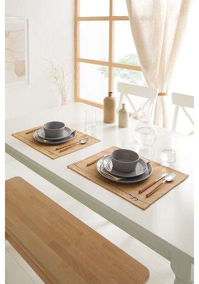 Ocean Home Textile 6 Adet Jüt Enjoy Baskılı Sofra Sunum Tabak Altlığı Supla Amerikan Servisi 45 x 35 CM Diğer