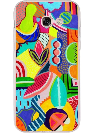 Samsung Galaxy A5 2017 İle Uyumlu 1mm Slim Fit Retro Colors 6 Baskılı Şeffaf Kılıf Şeffaf