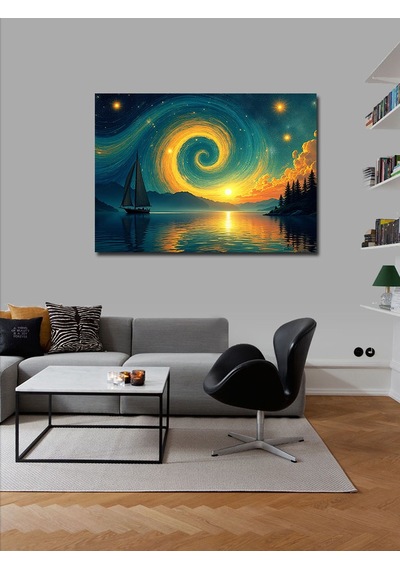 Kanvas Tablo Renkli Galaksi Döngüsü Çizimi 70cmx100cm