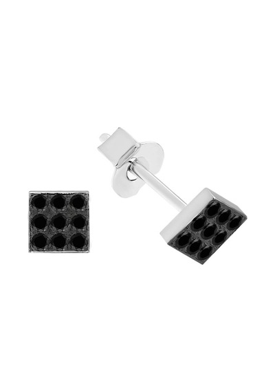 Sirius Siyah Pırlanta Taşlı Modern Kare Küpe 0815e0050