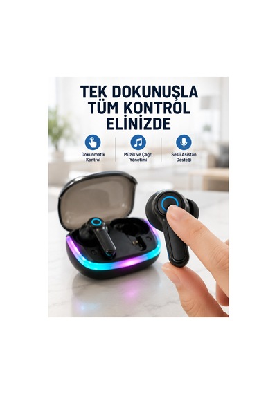 Bluetooth 5.4 Tws Kablosuz Kulaklık Quad Enc Mikrofonlu Rgb Şarj Kutulu Hd Ses Renk