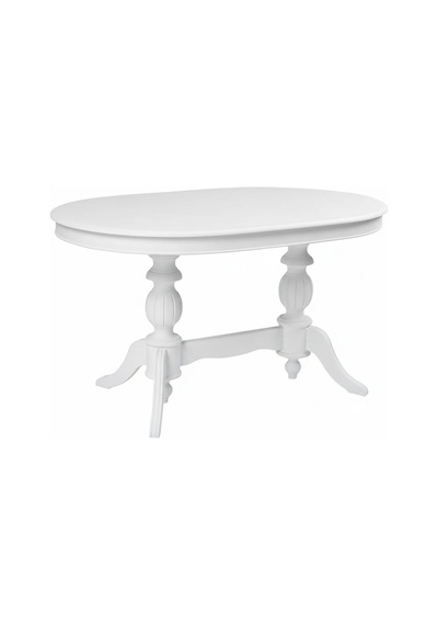 Montclair Çift Baba Ayaklı Masif Ahşap Oval Yemek Masası 90x140 Beyaz