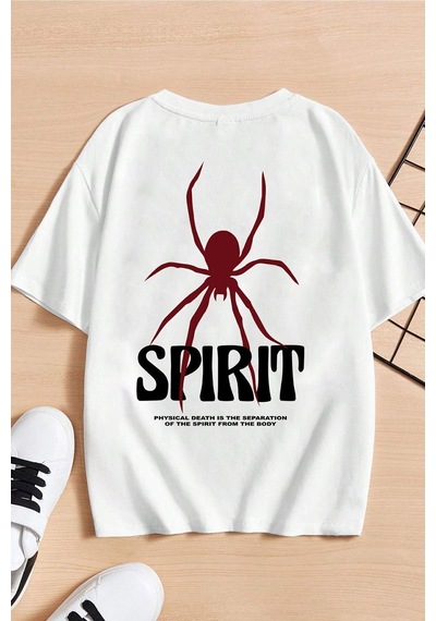 Uyguntarz Çocuk Spirit Baskılı Pamuklu Tshirt Beyaz
