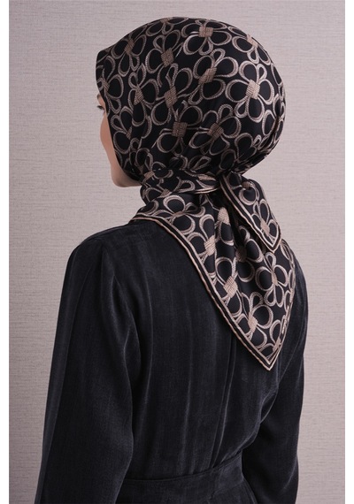 Armine İpek Eşarp 2027 Kış - 9638-02 Siyah Twill