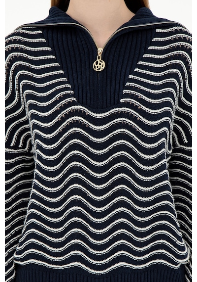 U.S. Polo Assn. Kadın Lacivert V Yaka Kazak 50293035-VR033