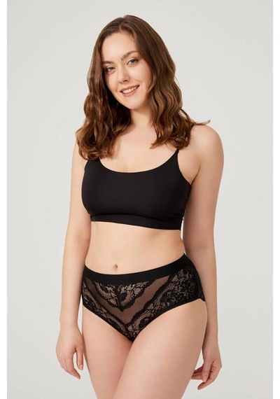 Cottonhill Dantelli Arkası Transparan Büyük Beden Bikini Külot 3'lü Paket-3 Çok Renkli 4