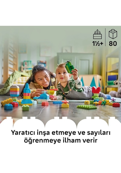LEGO® DUPLO® Classic Renkli Yaratıcı Kutu 10479 – 1.5 Yaş ve Üzeri Çocuklar için Rakamlar İçeren Oyuncak Yapım Seti (80 Parça)