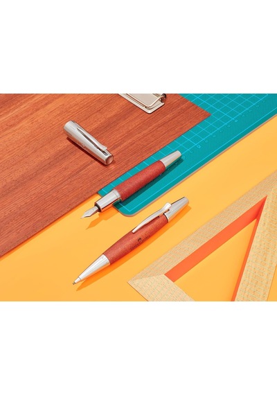 Faber-castell E-motion Tükenmez Kalem, Krom/ahşap Gövde, Mekanizmalı, Kahverengi, B Uç, Yüksek Kapasiteli Siyah Re Genel