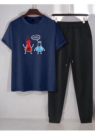 Uyguntarz Unisex Fazla Tepki Verdiğinizi Düşünüyorum Baskılı Eşofman Takımı Lacivert