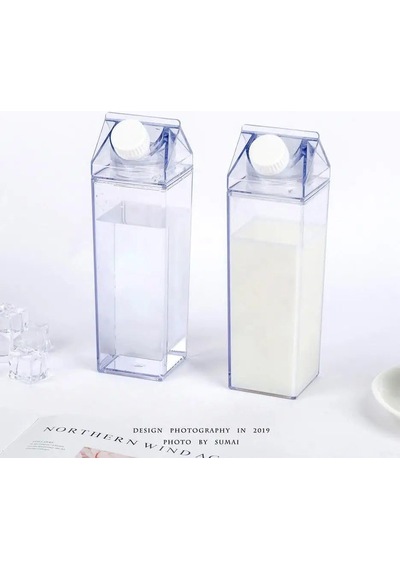 Süt Kutu Tasarımlı Su Kahve Içecek Şişesi Cam Değildir Kahve Ve Sunum Bardağı Ve Matarası 500-600ml Çok Renkli