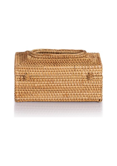 Meander Rattan El Yapımı Dikdörtgen Büyük Boy Peçetelik 23x12x11c Naturel