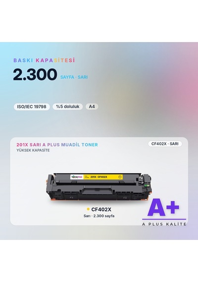 Hp 201x Cf402x Sarı Uyumlu Toner A Plus / Color Laserjet Pro M252 / M274 / M277