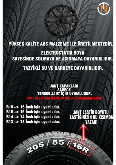 Renault R 9 Broadway 15 İnç Jant Kapağı Takım Siyah S115