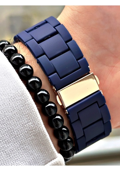 Premium Tasarım Silikon Kordon Exclusive Serisi Metal Kasa Erkek Kol Saati-bileklik Hediyeli Çok Renkli